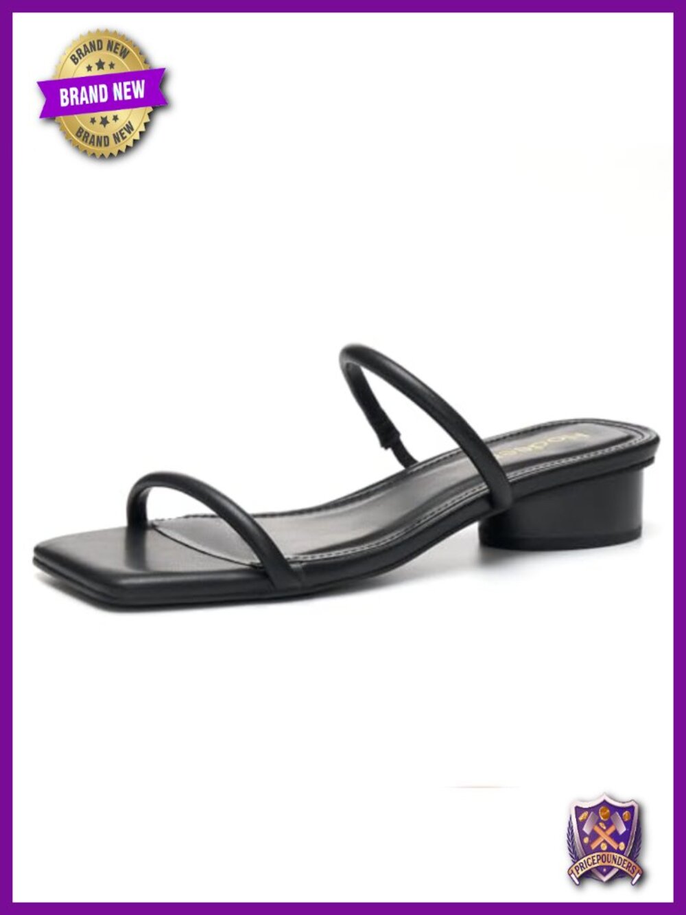 Square Open Toe Chunky Heels Two Strap Low Block Heeled Sandals
